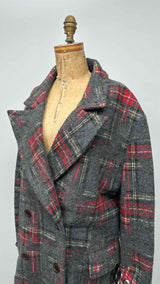 Vaquera Double-brest Tartan-check Studded Hem Oversized Coat