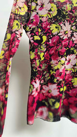 Jean Paul Gaultier L/S Acid-floral Mesh Top