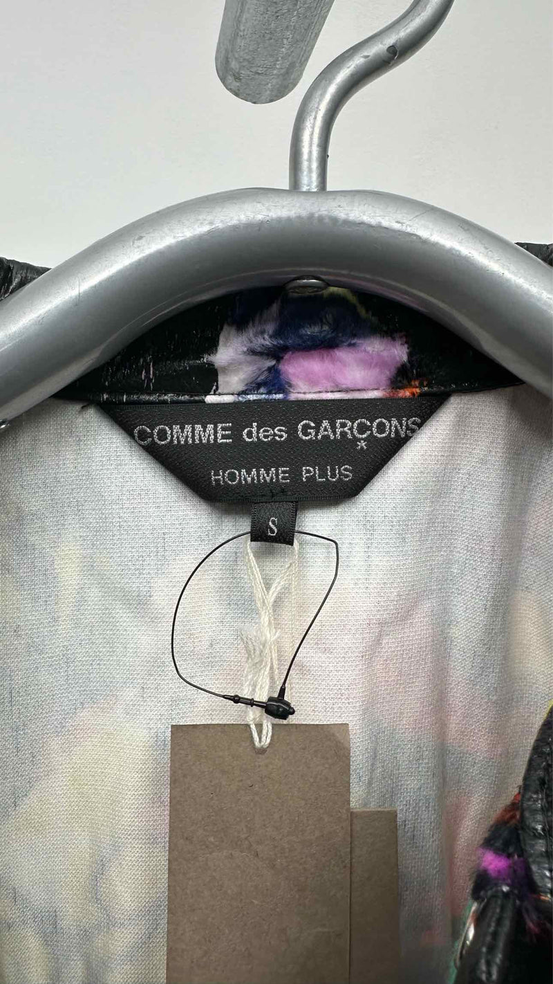 Comme Des Garcons Homme Plus Faux-leather Velvet Hybrid Printed Coach Jacket