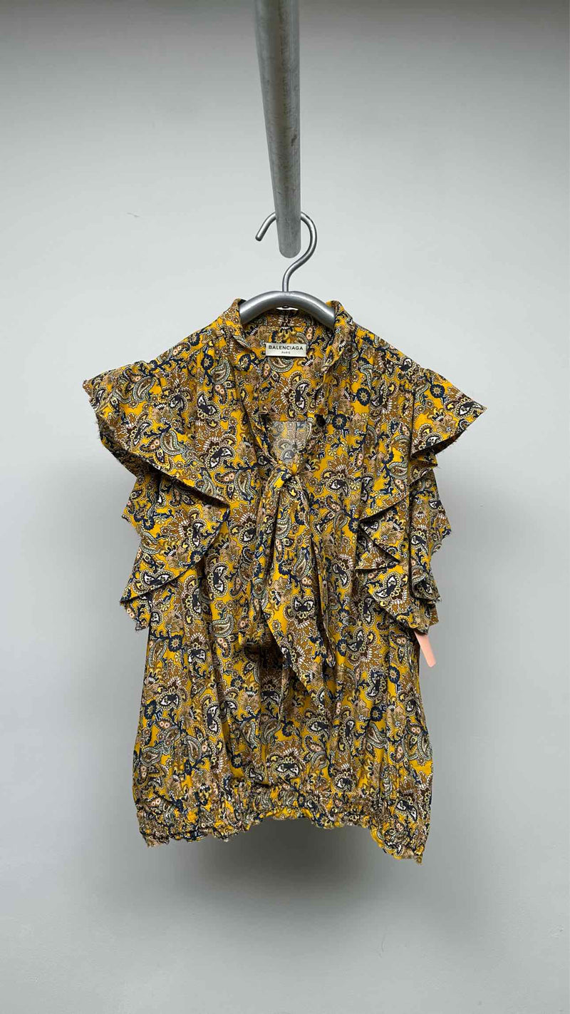 Balenciaga N/S Frill Paisley Blouse