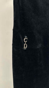 Christian Dior Drawstring-waist CD Embellished Velvet Skirt