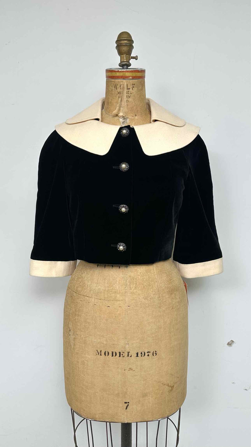 Chanel Cropped Velvet Two-tone  Jacket