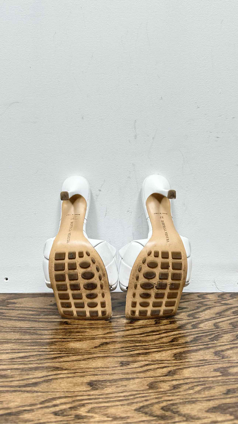 Bottega Veneta Lido Intrecciato Leather Heel Sandals