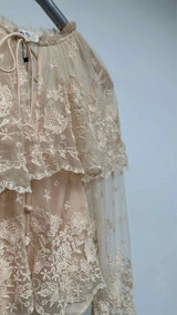Sea Front-embroidered V-neck Top