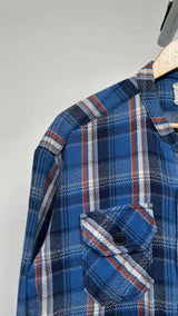 Greg Lauren Plaid Denim Boxy Studio Shirt