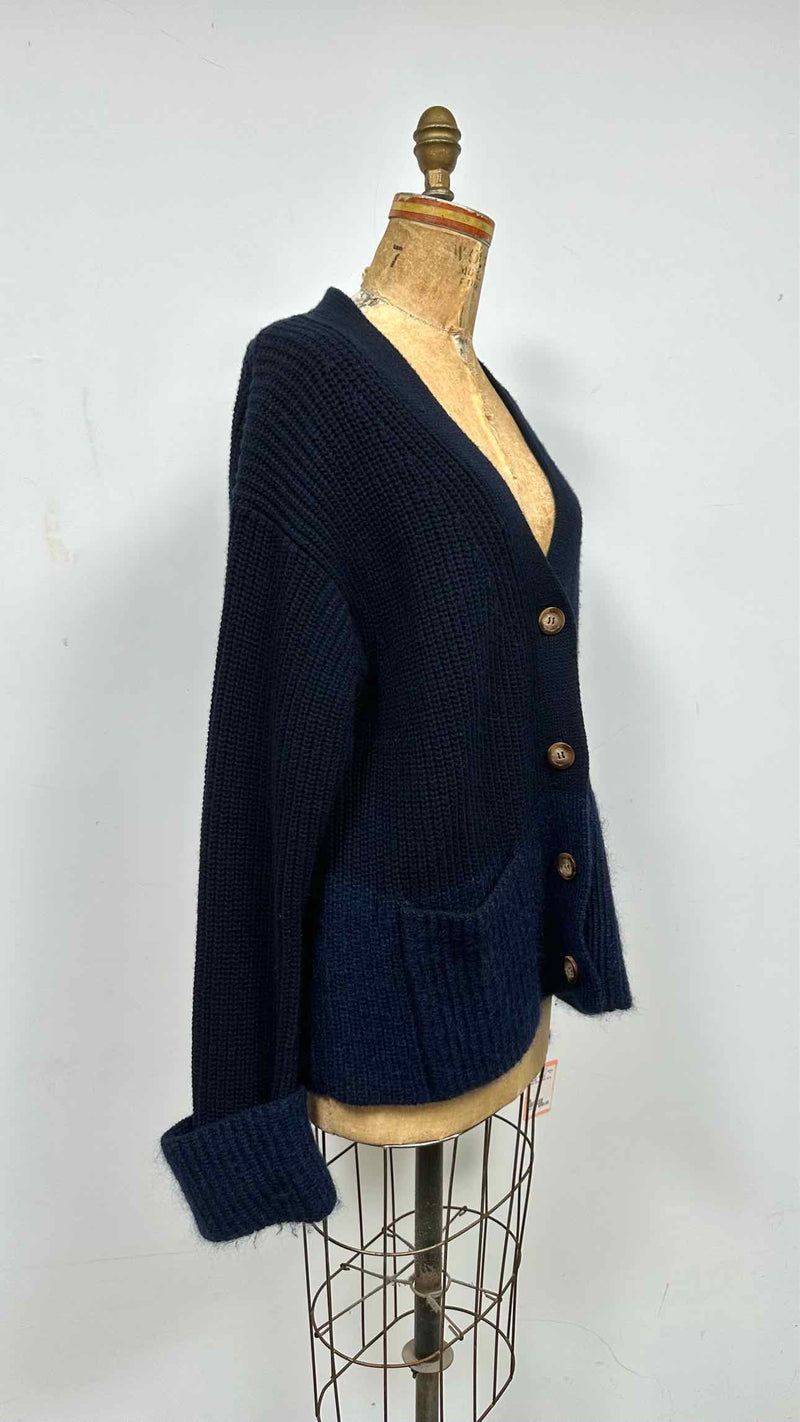 Moncler Oversized Bottom Mohair Rib Cardigan