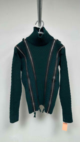 Jean Paul Gaultier X Sacai Multi-zip Detailed High-neck Cable Sweater