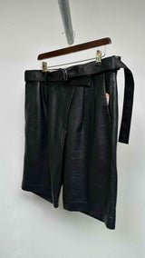 Helmut Lang Belted Leather Wide Shorts