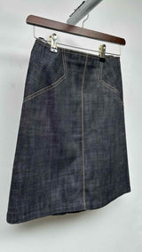 Alaia Back Lace-Up Denim Skirt