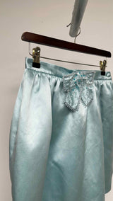 Miu Miu Crystal Embellished Bow Silk Skirt
