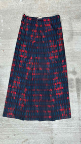 Pleats Please Pleated Plaid Wrap Long Skirt