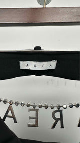 Area Back-cut out crystal chain Wide Pants