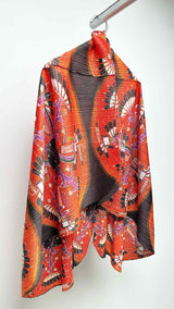 Pleats Please Pleated Printed Long Cardigan