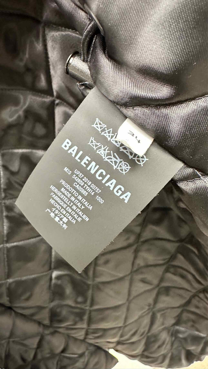 Balenciaga Quilted-lining Hood Layered Leather Coat
