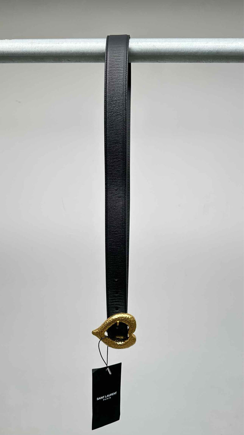 Saint Laurent Heart-buckle Leather Belt