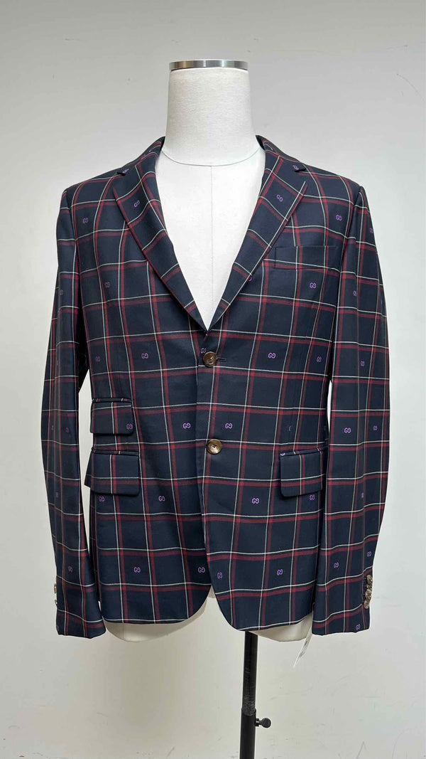 Gucci Logo Embroidered Plaid Jacket