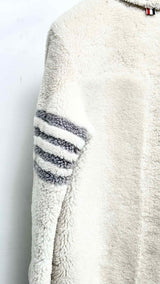 Thom Browne 4-bar Metal Button Shearling Leather Jacket