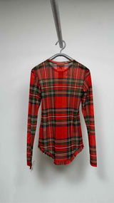 Molly Goddard Collarless Plaid Mesh Shirt
