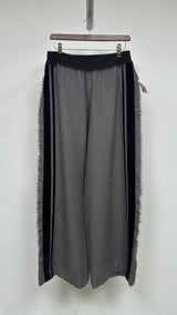Uma Wang Velvet Side Stripe Wide Fringe Easy Pants