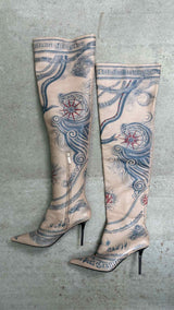 Jean Paul Gaultier Tattoo Long Heel Boots