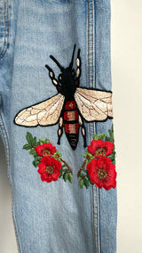 Gucci Floral Bee Embroidered Tapered Jeans