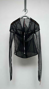 Rick Owens Lilies L/S Mesh Cropped Zip-Up Hoodie