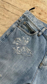 Valentino Butterfly-embroidered Row-end Jeans