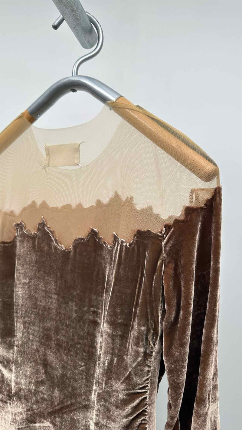Margiela Burnt Effect Velvet Mesh Blouse