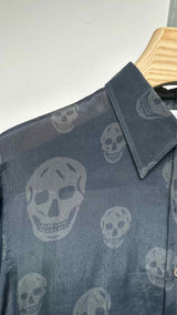 Alexander McQueen Skull Printed Sheer Satin Shirt
