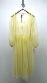 Molly Goddard Puff-sleeve Pleated Mesh Dress