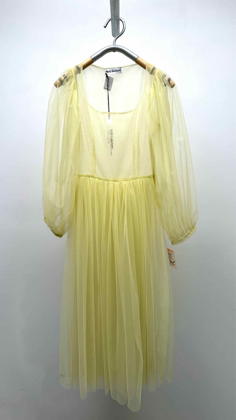 Molly Goddard Puff-sleeve Pleated Mesh Dress