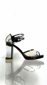 Christian Louboutin PVC Leather Trim Heel Sandals