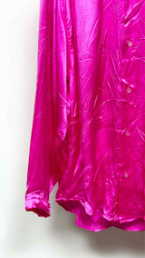Balenciaga L/S Fuchsia Silk Creased-effect Shirt