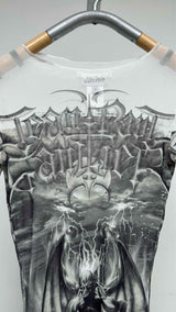 Jean Paul Gaultier L/S Diablo-printed Mesh Top