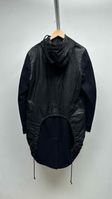 Isabel Benenato Leather Hybrid Zip-up Hooded Coat