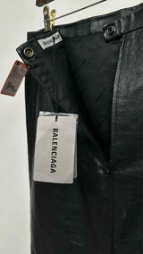 Balenciaga Back-slit Leather Maxi Skirt