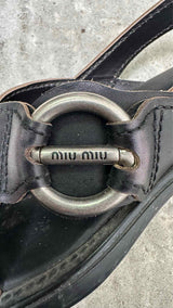 Miu Miu Bleached Leather Buckled Sandals