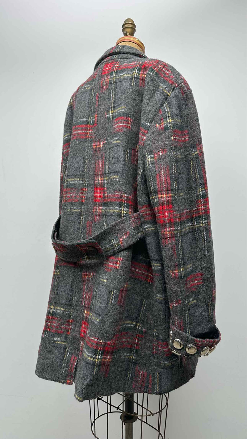 Vaquera Double-brest Tartan-check Studded Hem Oversized Coat