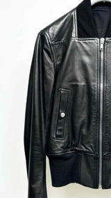 Rick Owens Rib-waist Cropped Leather Bomber Jacket