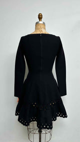 Alaia L/S Laser-cut Skater Dress