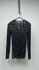 Uma Wang L/S Stripe Mesh Top