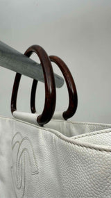 Chanel CC Caviar Wood Tote Bag