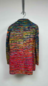Christian Lacroix Snakeskin-trim Rainbow Tweed Coat