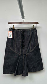 Alaia Back Lace-Up Denim Skirt