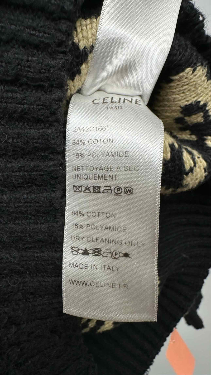 CELINE Inside-out V-neck Leopard Sweater