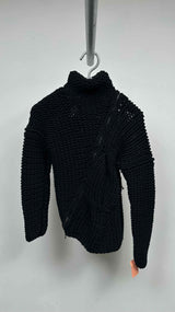 Alexander McQueen Twist-zip Heavy-knit High-neck Sweater