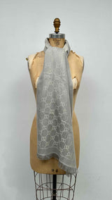 Gucci GG Jacquard Wool Fringe Scarf