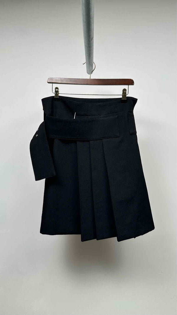 Yohji Yamamoto Back Pleated Belted Wrap Skirt
