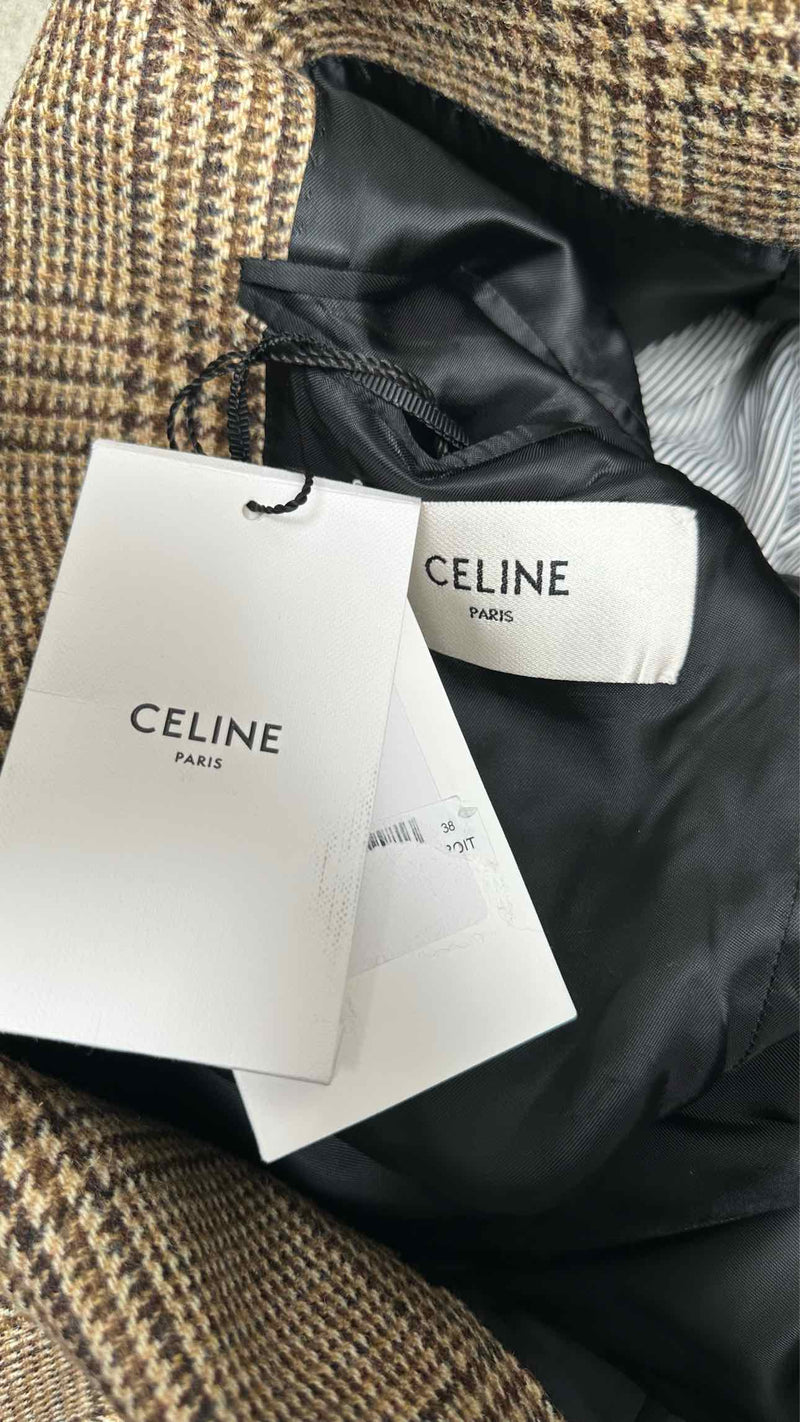 CELINE Houndstooth Elbow Patch Jacket