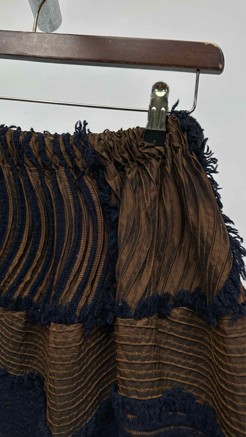 Issey Miyake Wavy-pleated Two-tone Hybrid Skirt